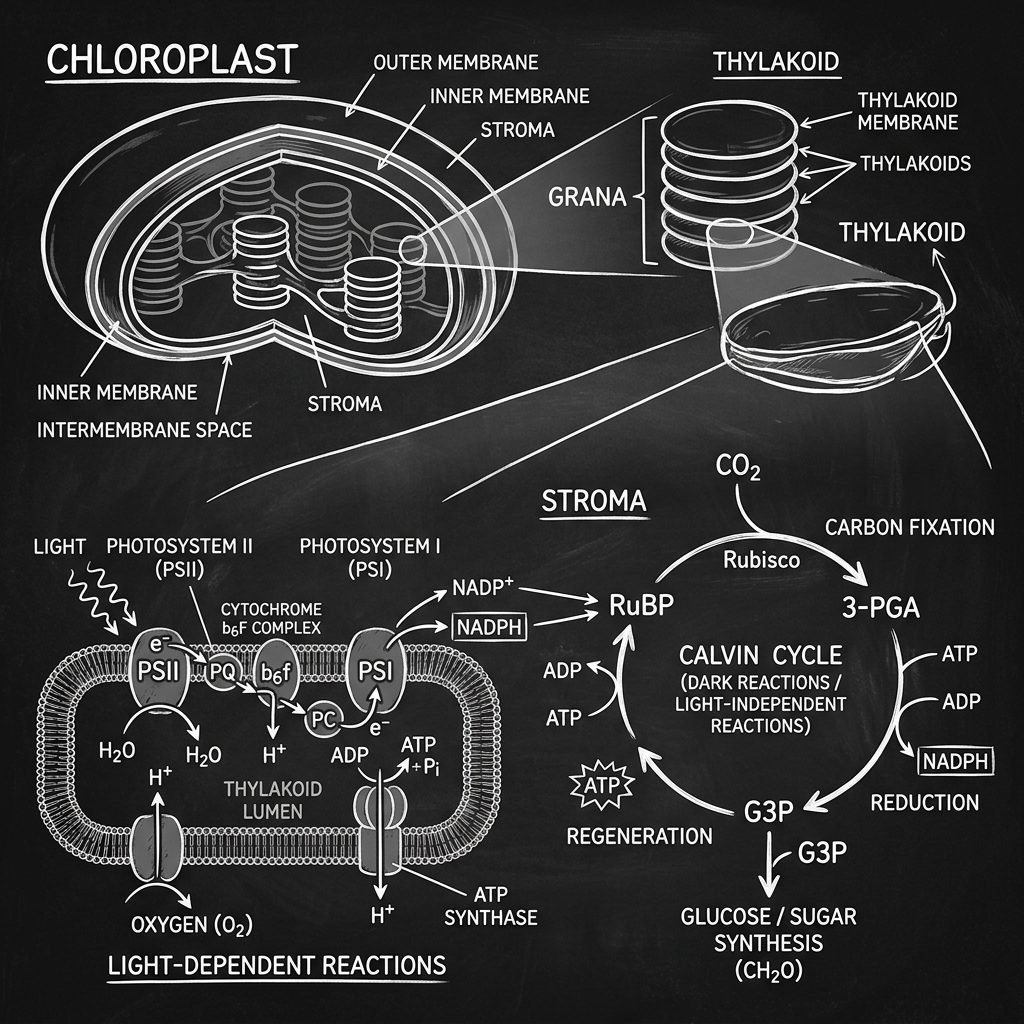 Chloroplast Reactions Schema
